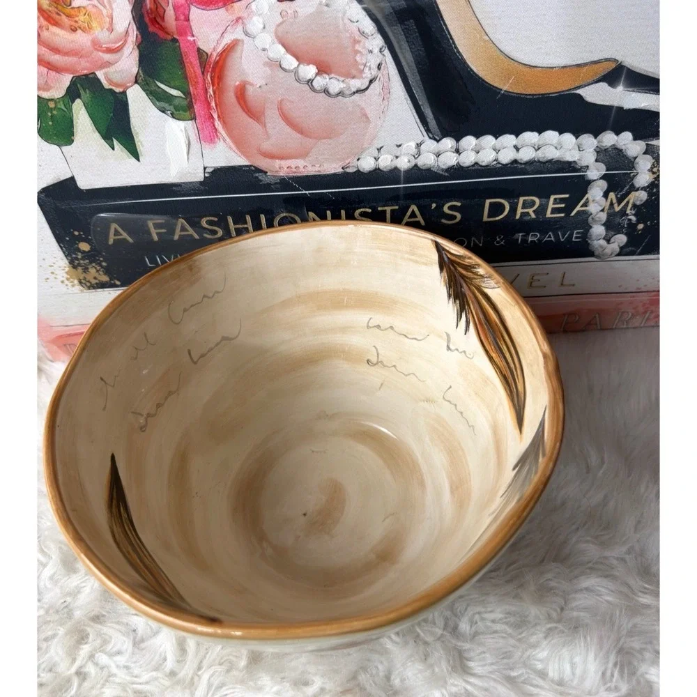 Tabletops Gallery Romalo Rooster Ceramic Bowls Set of 2 Hand Painted Farmhouse